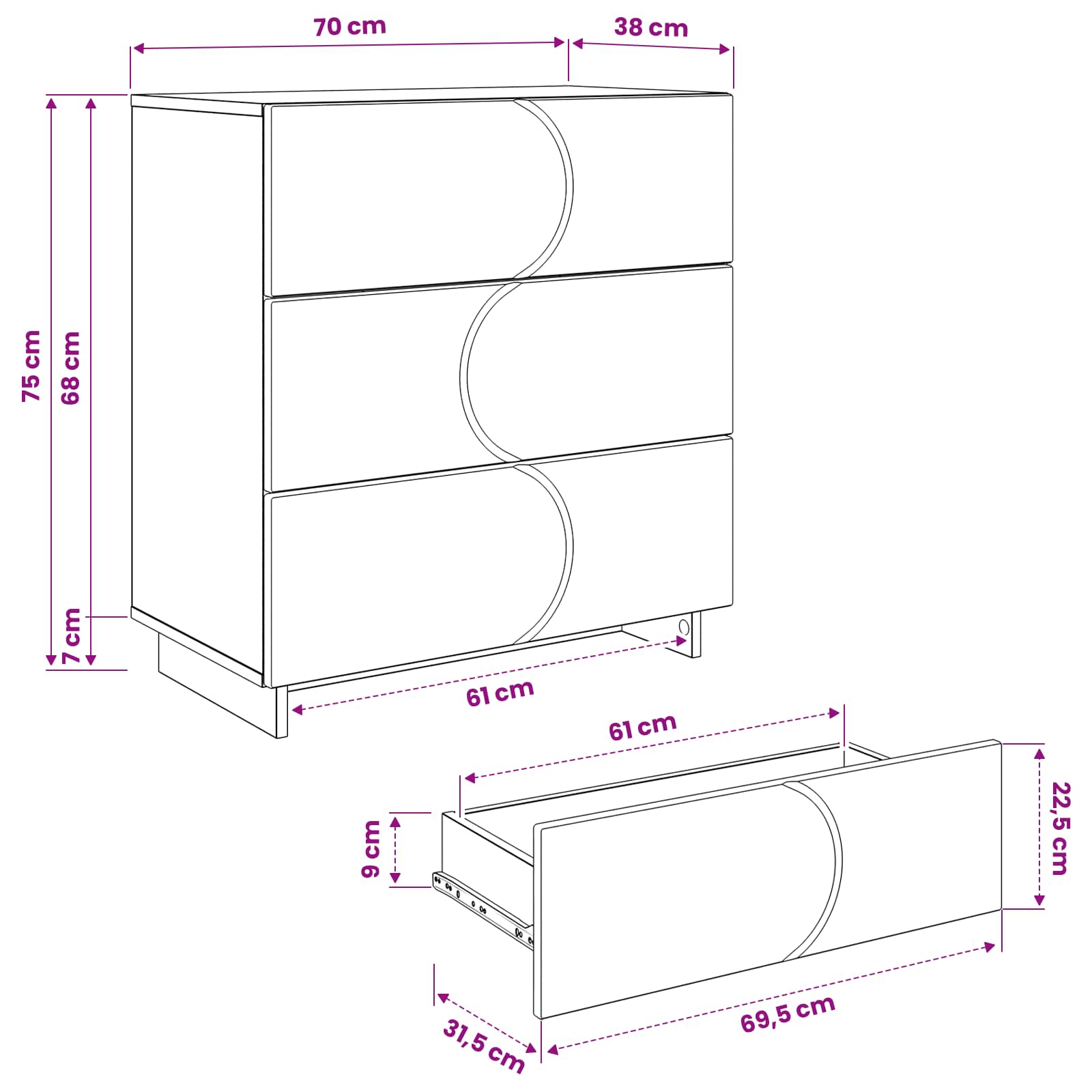 Μπουφές Γκρι Sonoma 70 x 38 x 75 εκ. Επεξεργασμένο Ξύλο - Pakobazaar