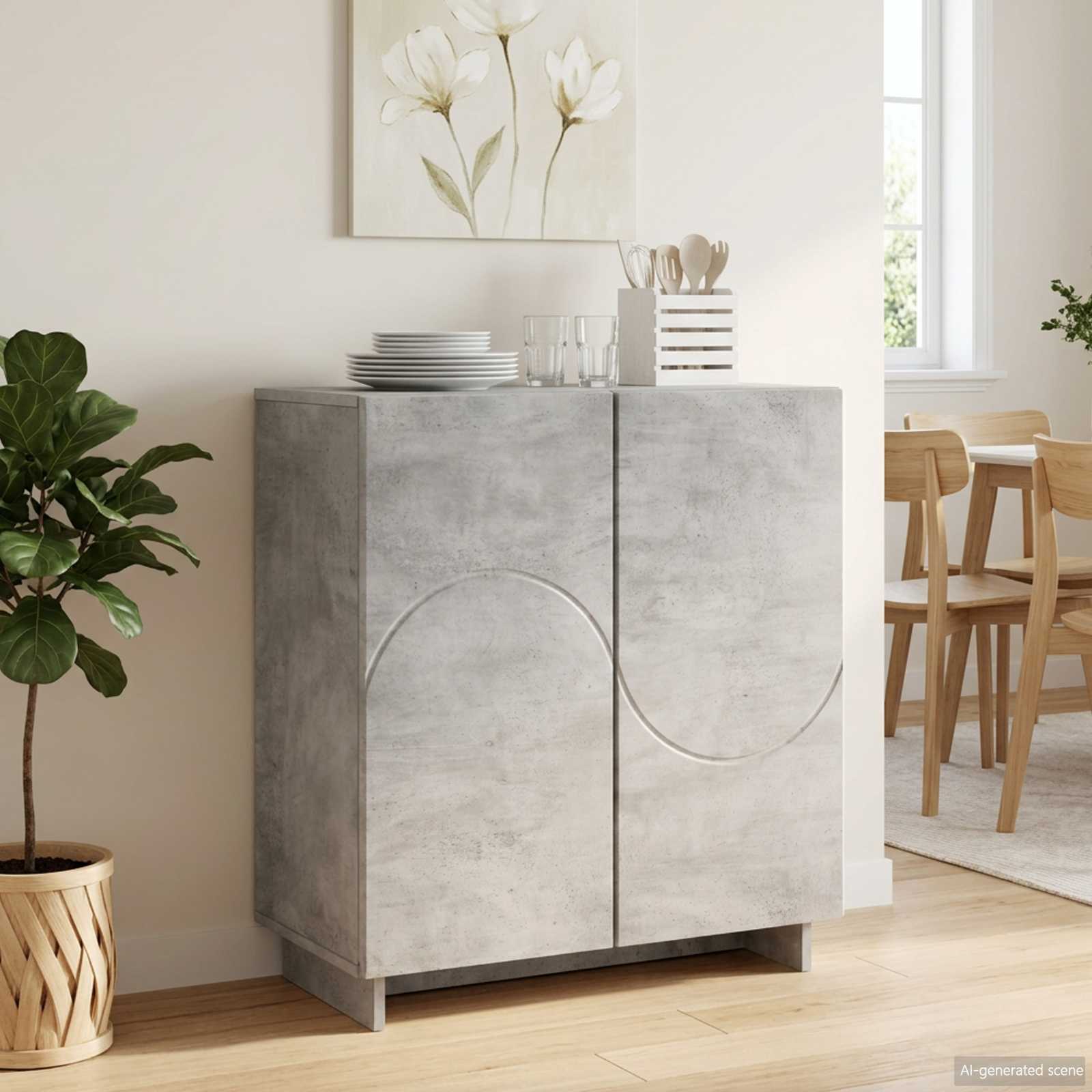 Μπουφές Γκρι Σκυροδέματος 67 x 34,5 x 75 εκ. Επεξεργασμένο ξύλο - Pakobazaar