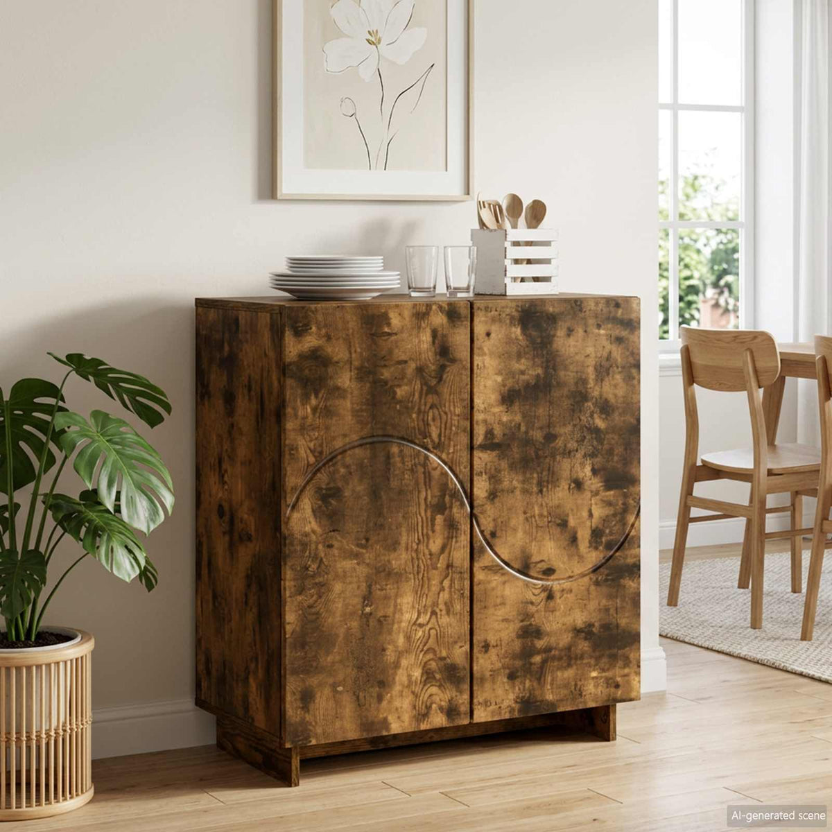 Μπουφές Καπνισμένο Ξύλο Δρυός 67 x 34,5 x 75 εκ.