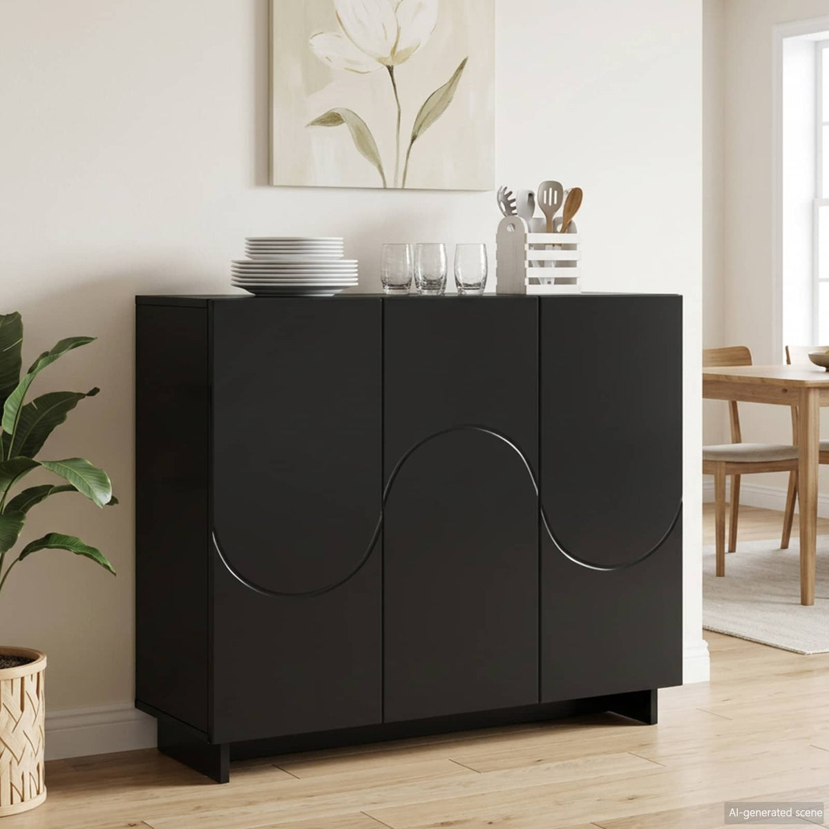 Μπουφές Μαύρο 85.5 x 31 x 75 εκ. Τεχνητό ξύλο - Pakobazaar