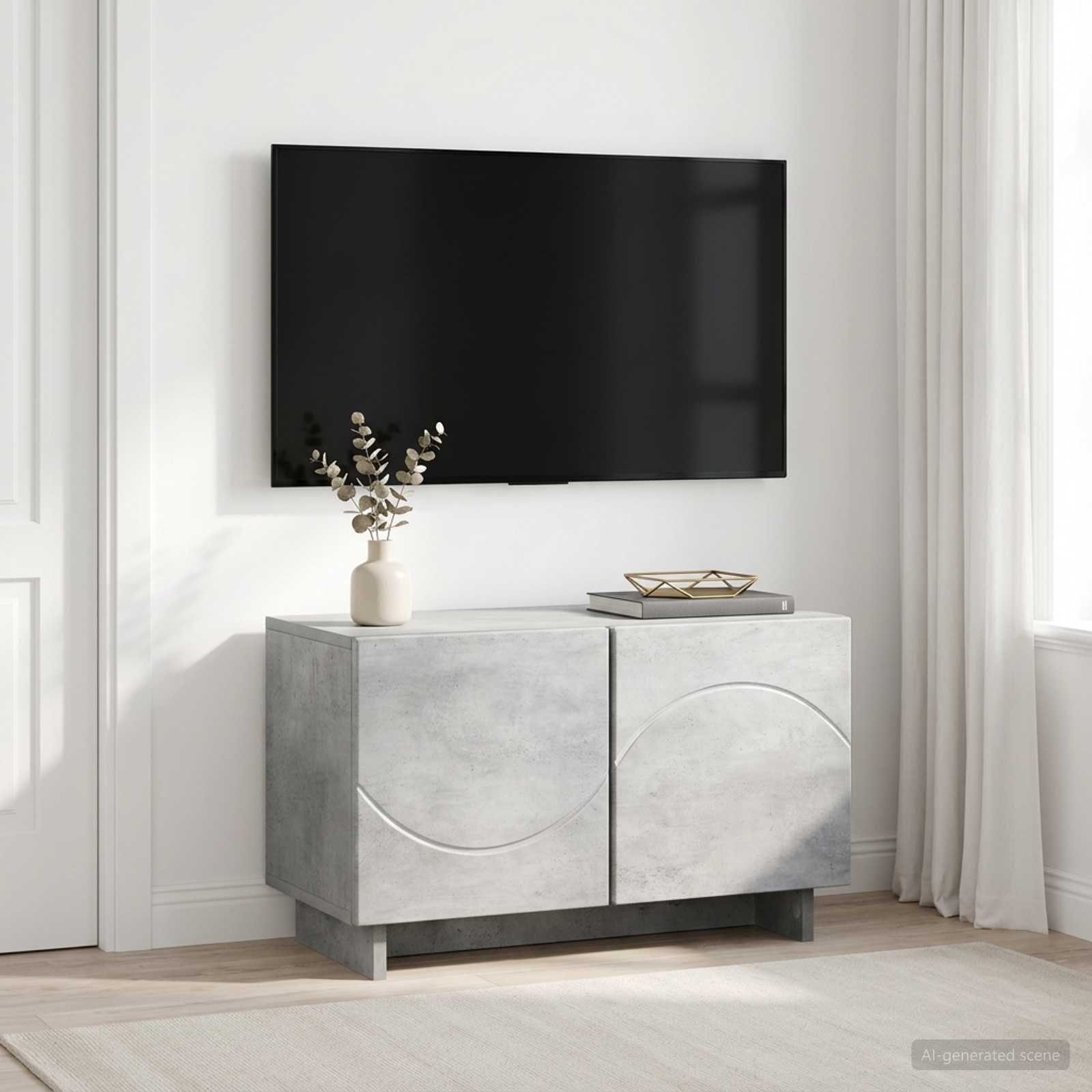 Βάση TV 60 x 34.5 x 40 cm Γκρι Σκυροδέματος Επεξεργασμένο Ξύλο - Pakobazaar