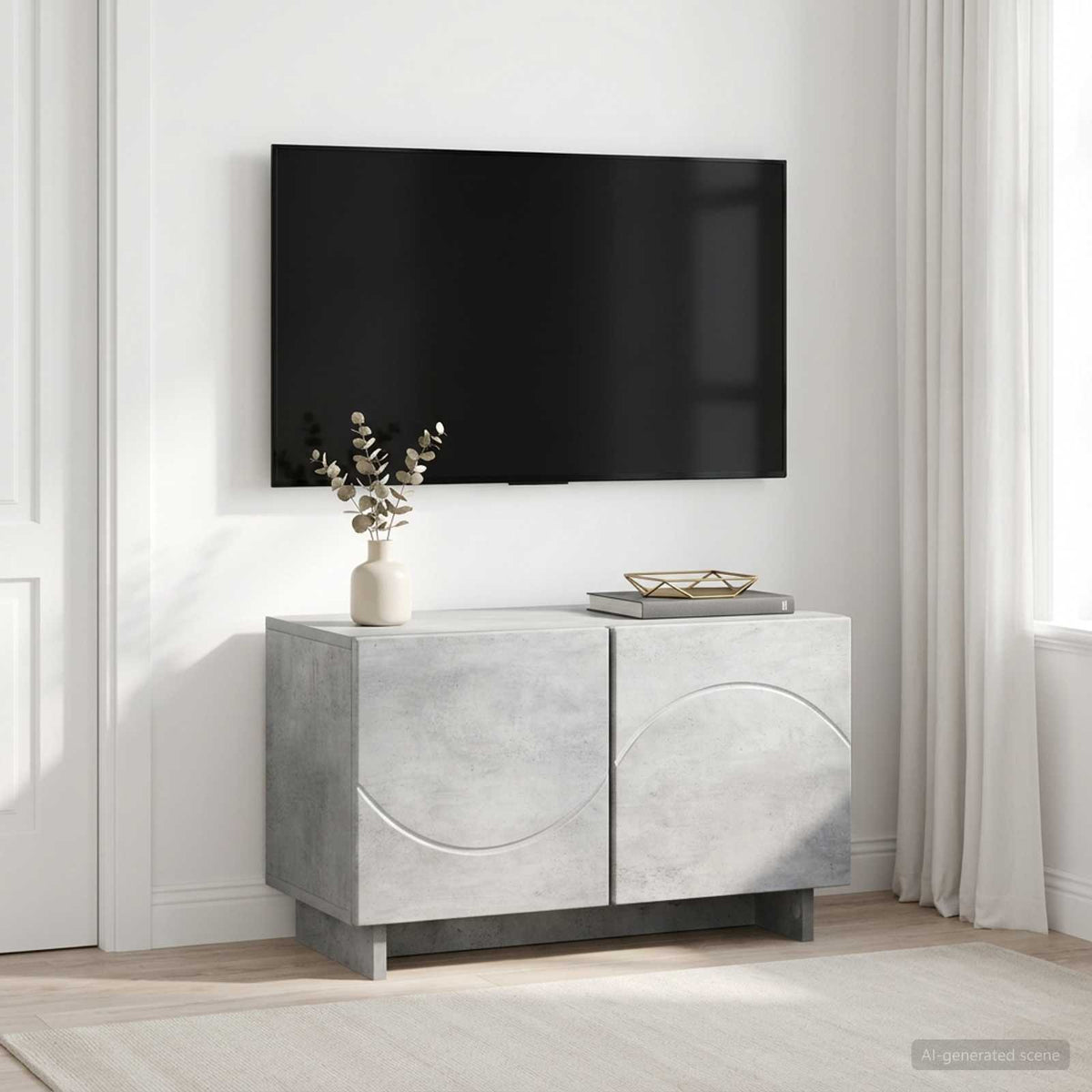 Βάση TV 60 x 34.5 x 40 cm Γκρι Σκυροδέματος Επεξεργασμένο Ξύλο - Pakobazaar