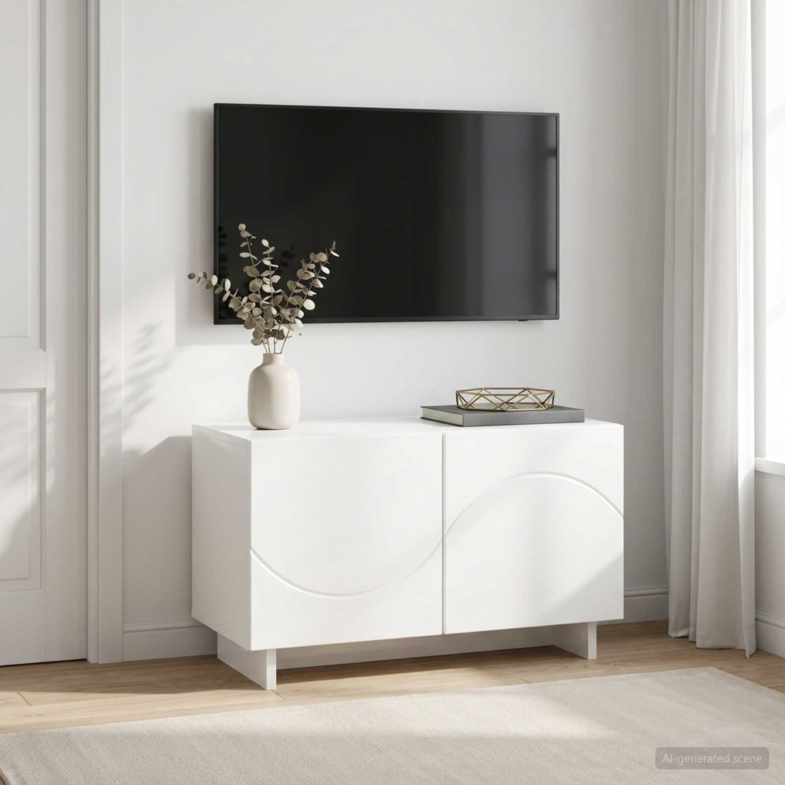 Βάση TV 60 x 34.5 x 40 cm Γυαλιστερό Λευκό Επεξεργασμένο Ξύλο - Pakobazaar