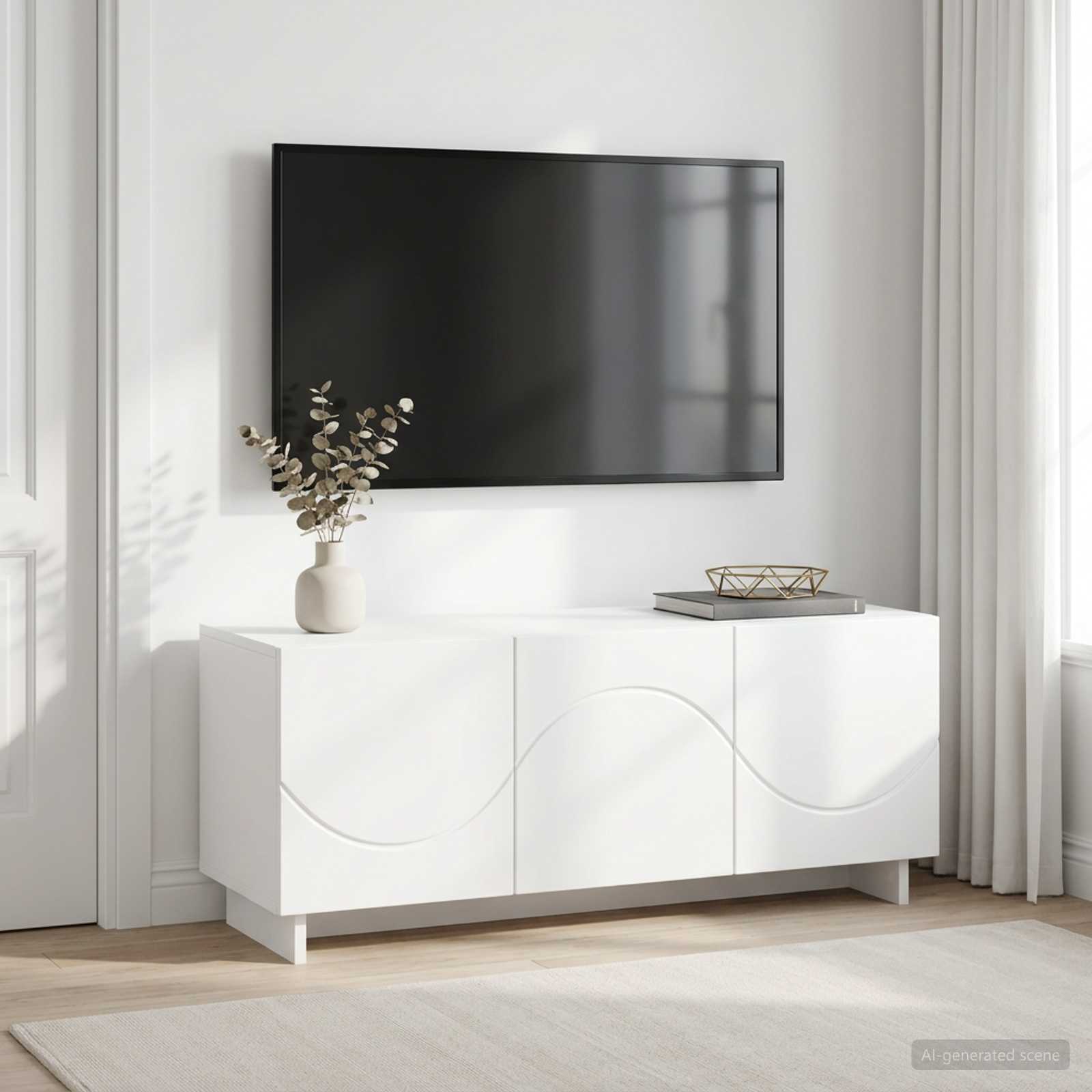 Βάση TV 90 x 34.5 x 40 cm Λευκό Επεξεργασμένο Ξύλο