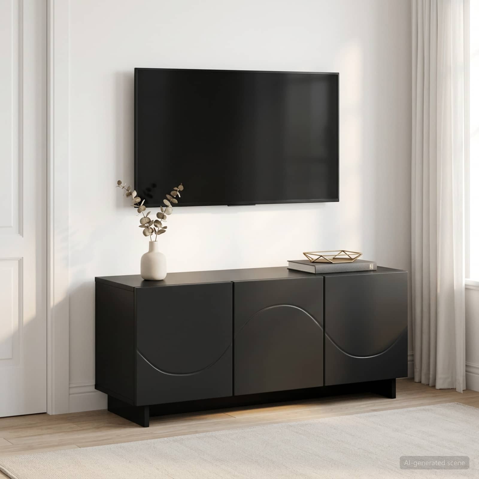 Βάση TV 90 x 34.5 x 40 cm Μαύρο Επεξεργασμένο Ξύλο