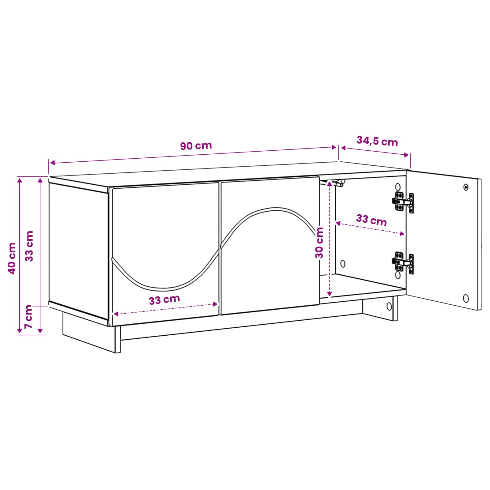 Βάση TV 90 x 34.5 x 40 cm Sonoma Δρυς Επεξεργασμένο Ξύλο - Pakobazaar