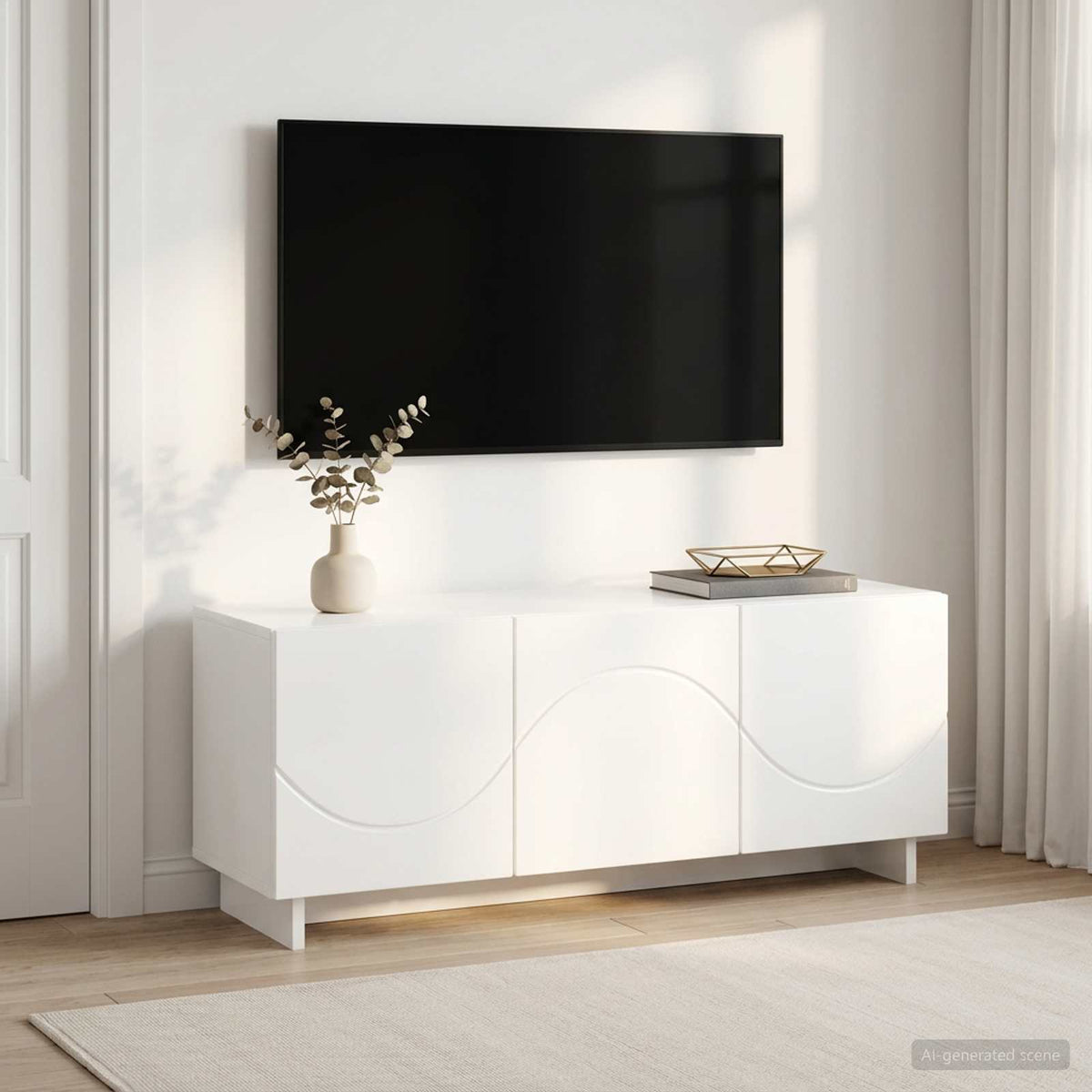 Βάση TV 90 x 34.5 x 40 cm Γυαλιστερό Λευκό Επεξεργασμένο Ξύλο