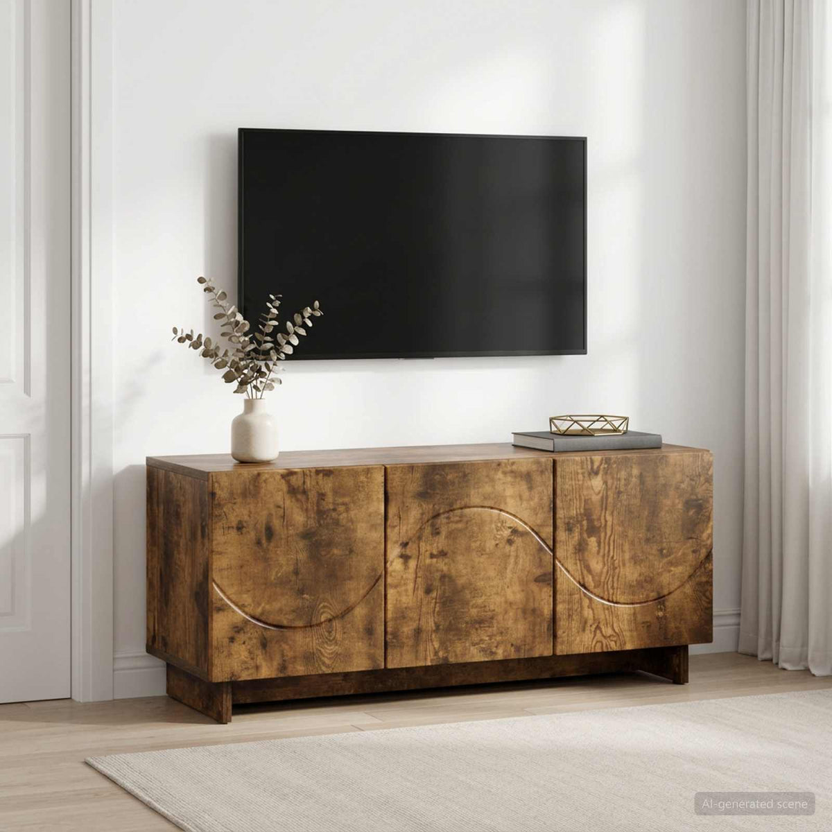 Βάση TV 90 x 34.5 x 40 cm Καπνισμένο Ξύλο Δρυός - Pakobazaar
