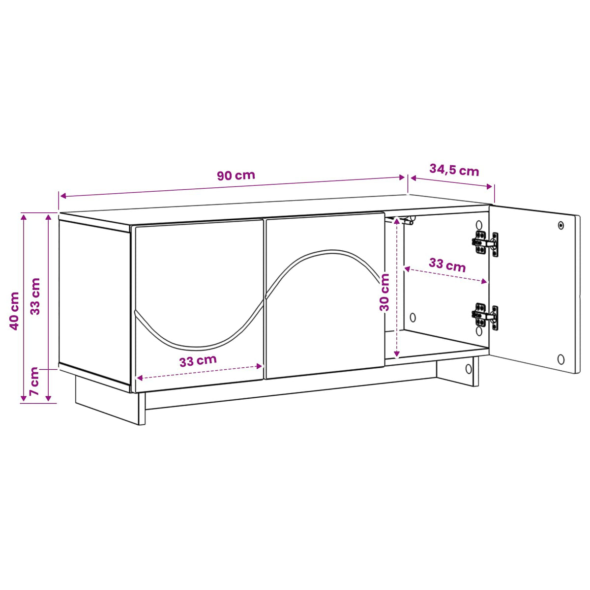 Βάση TV 90 x 34.5 x 40 cm Καπνισμένο Ξύλο Δρυός - Pakobazaar