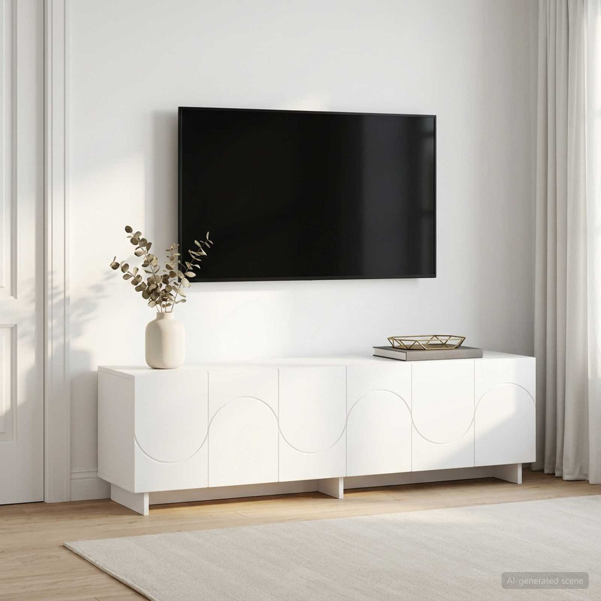 Βάση TV 140 x 34.5 x 40 cm Λευκό Επεξεργασμένο Ξύλο - Pakobazaar