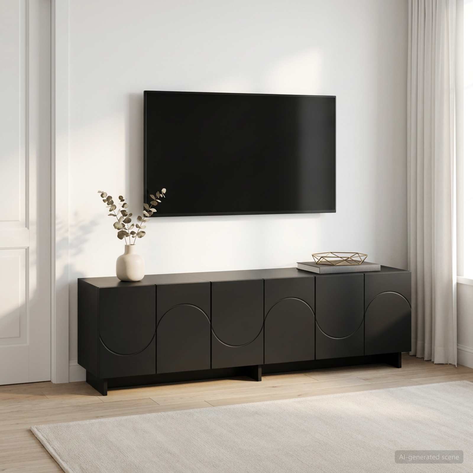 Βάση TV 140 x 34.5 x 40 cm Μαύρο Επεξεργασμένο Ξύλο