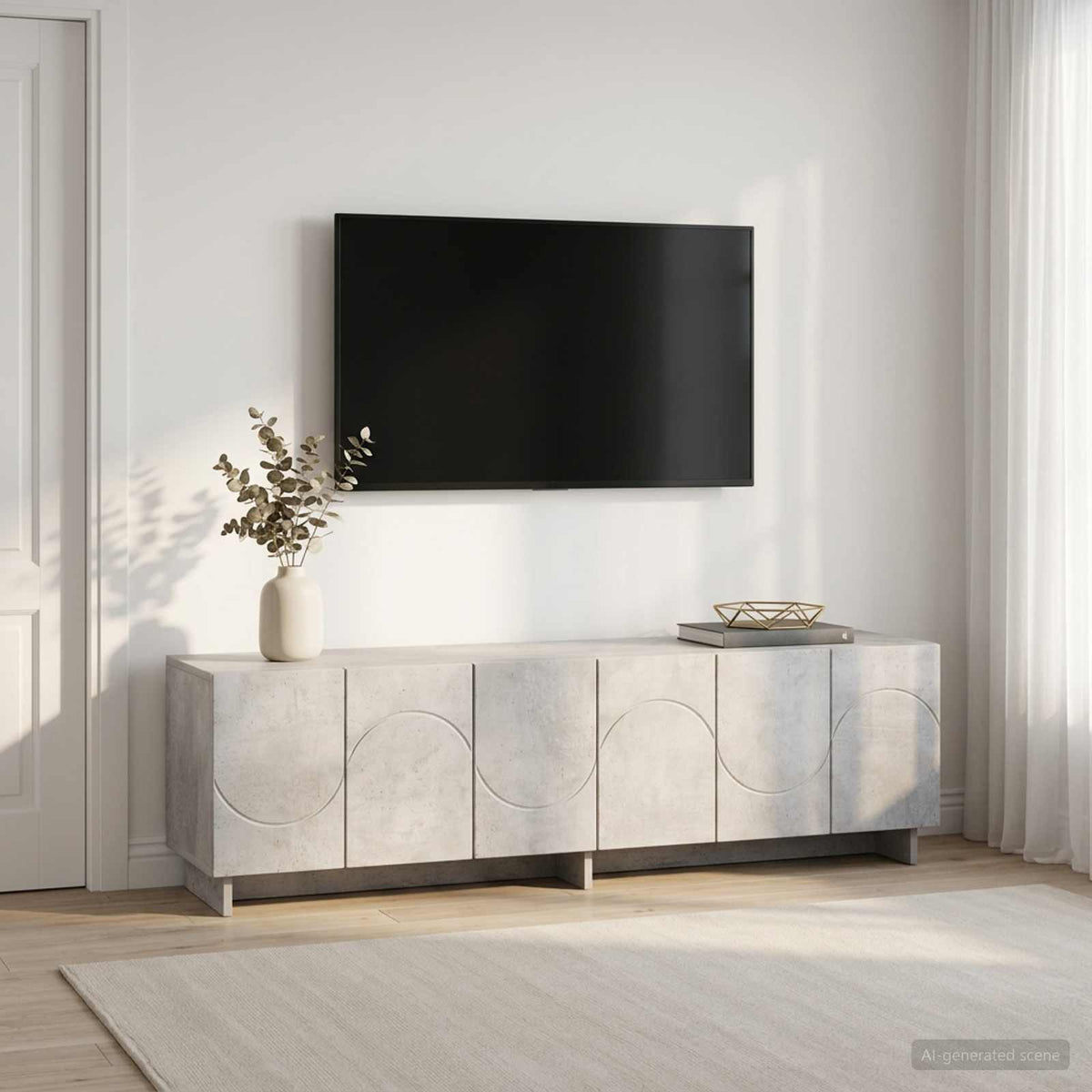 Βάση TV 140 x 34.5 x 40 cm Γκρι Σκυροδέματος Επεξεργασμένο Ξύλο