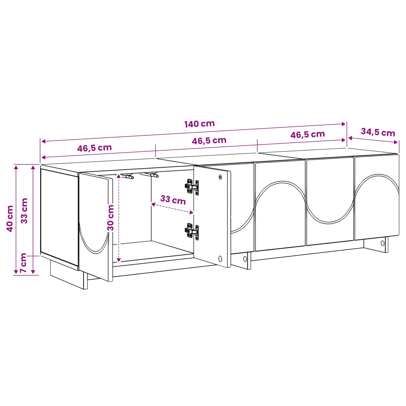 Βάση TV 140 x 34.5 x 40 cm Γκρι Σκυροδέματος Επεξεργασμένο Ξύλο