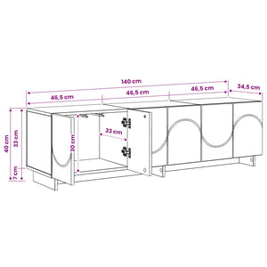 Βάση TV 140 x 34.5 x 40 cm Γκρι Σκυροδέματος Επεξεργασμένο Ξύλο