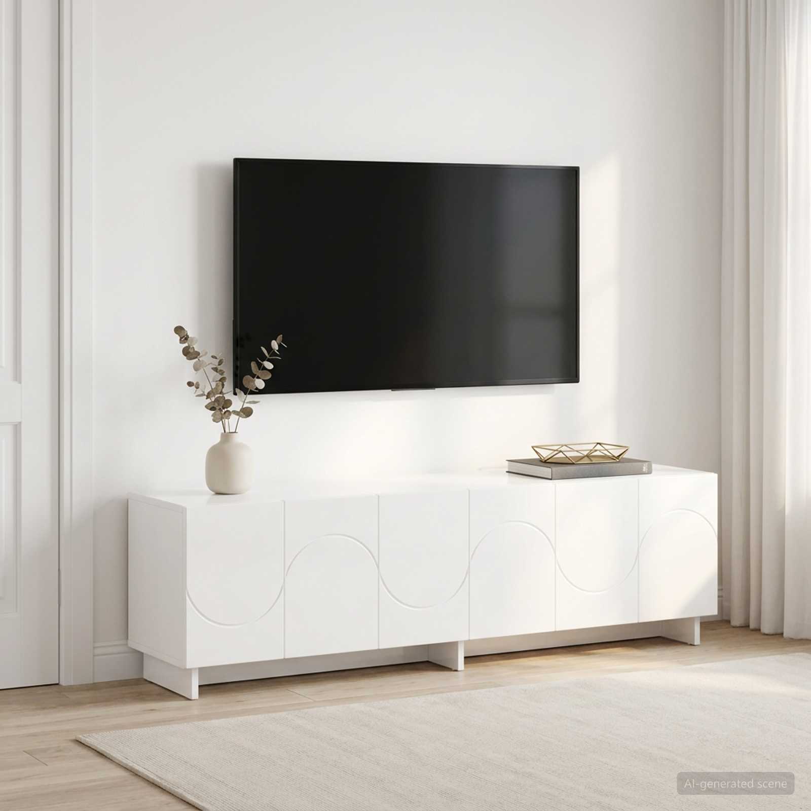 Βάση TV 140 x 34.5 x 40 cm Γυαλιστερό Λευκό Επεξεργασμένο Ξύλο