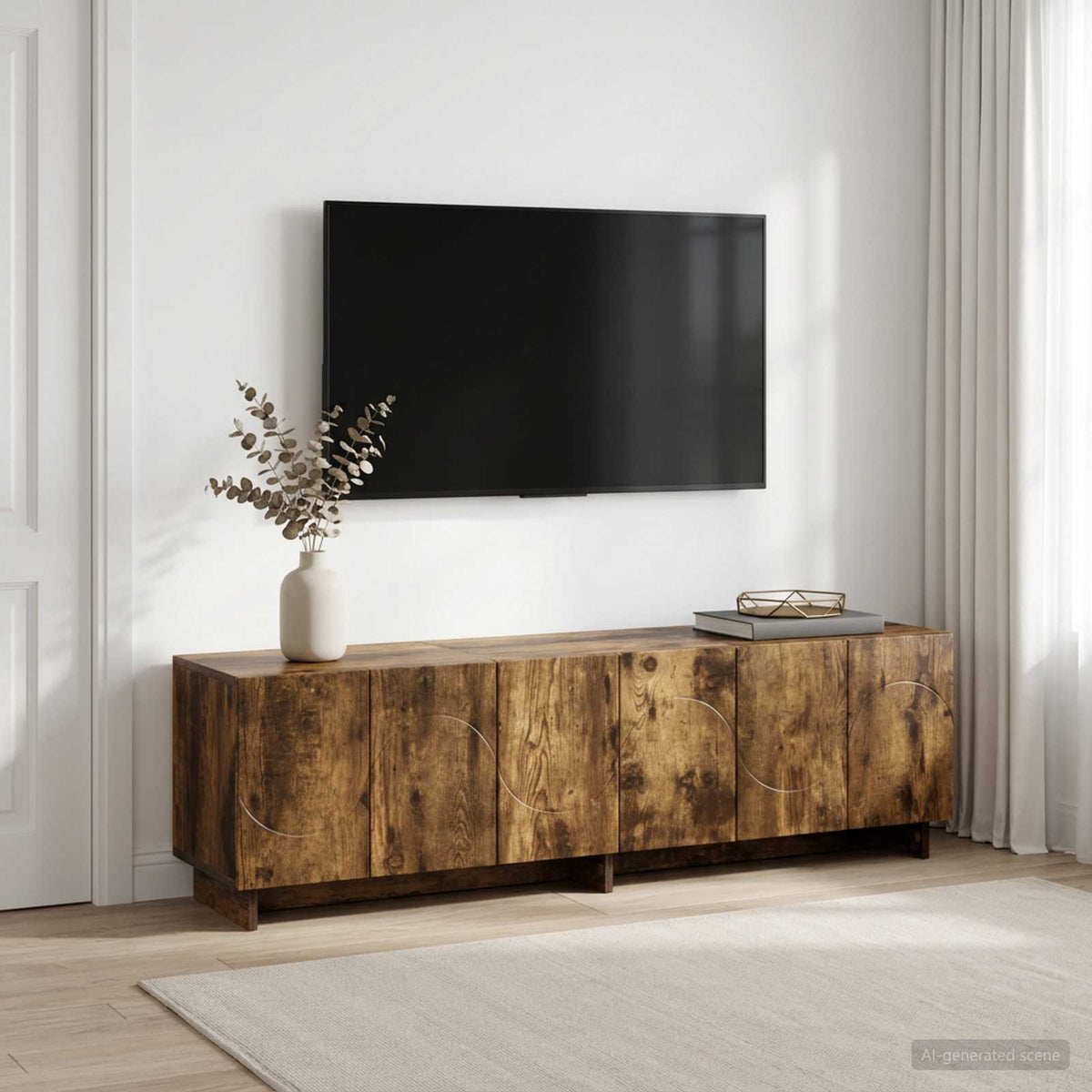 Βάση TV 140 x 34.5 x 40 cm Καπνισμένο Ξύλο Δρυός - Pakobazaar