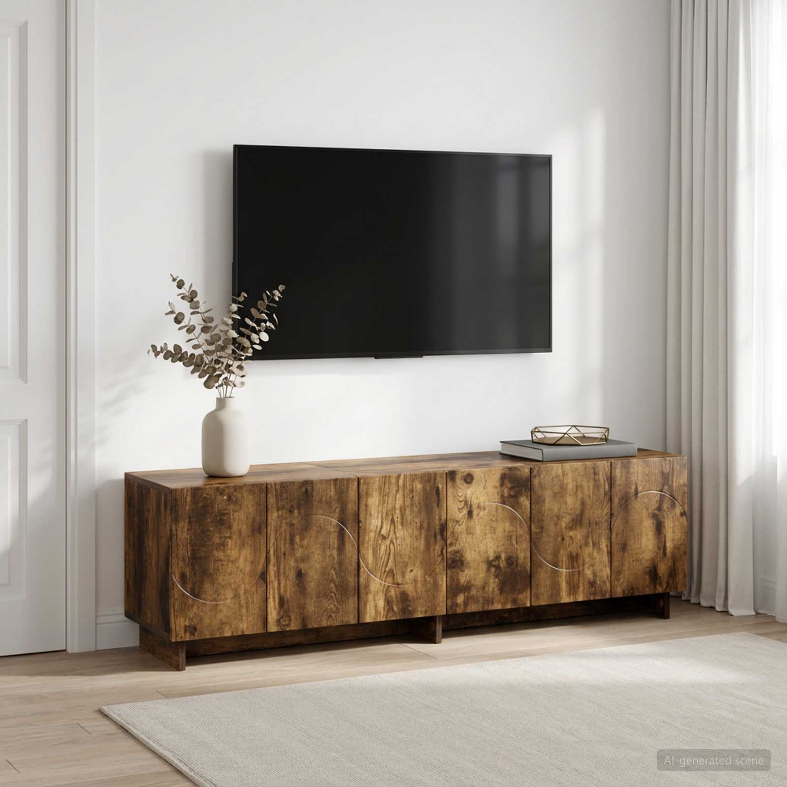 Βάση TV 140 x 34.5 x 40 cm Καπνισμένο Ξύλο Δρυός - Pakobazaar