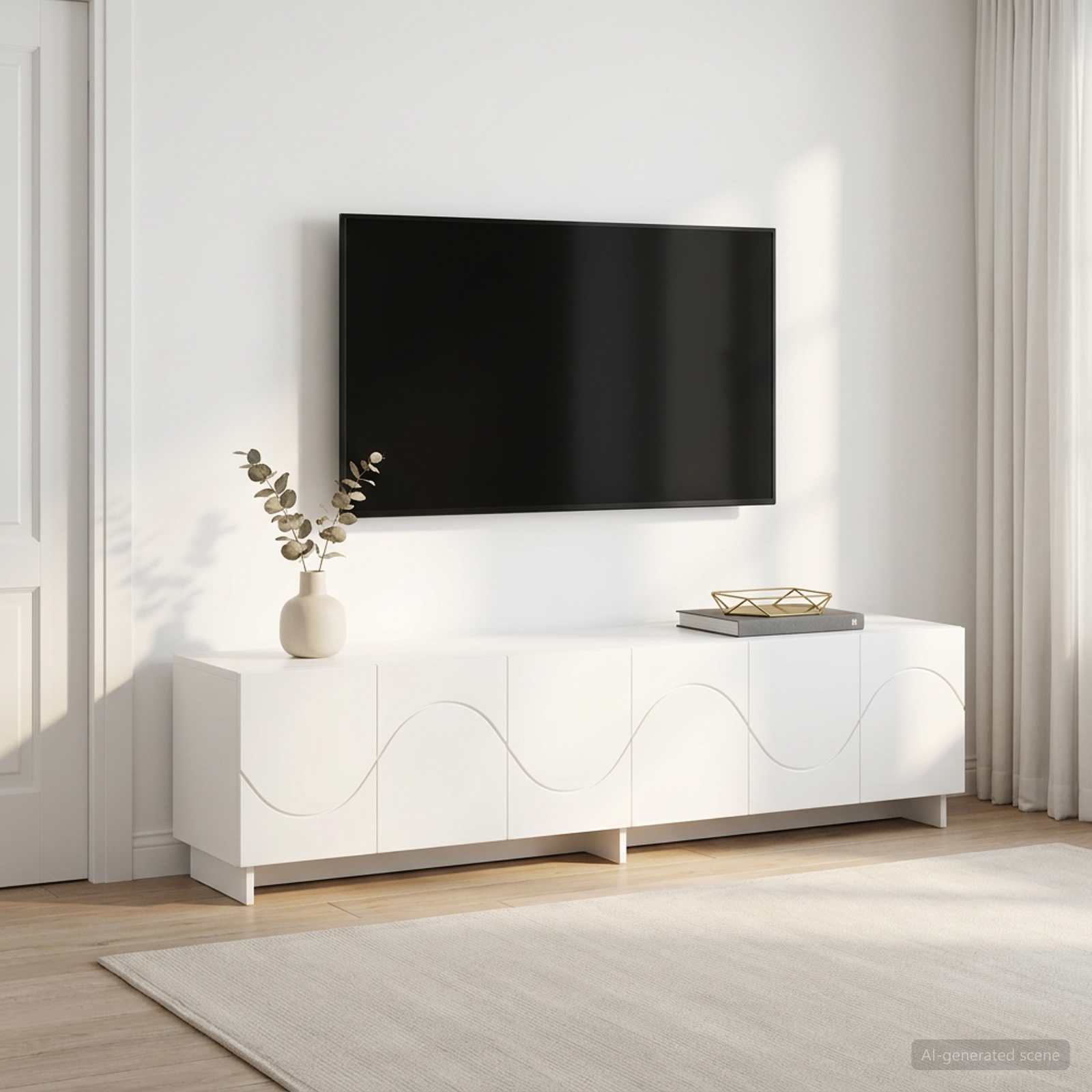 Βάση TV 180 x 34,5 x 40 cm Λευκό Επεξεργασμένο Ξύλο - Pakobazaar