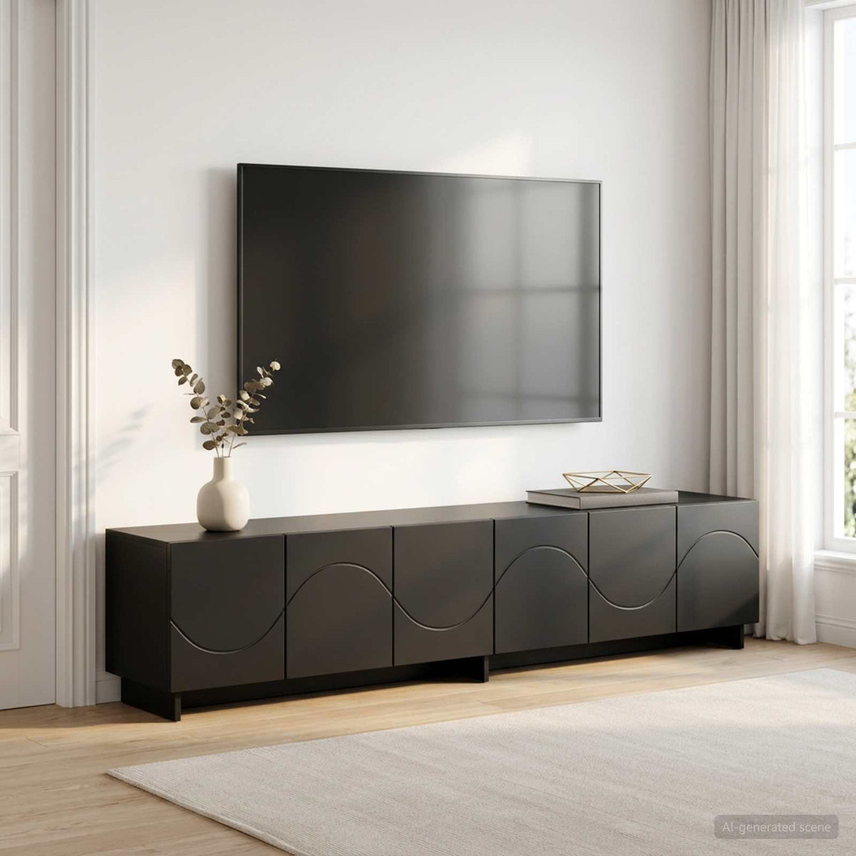 Βάση TV 180 x 34,5 x 40 cm Μαύρο Επεξεργασμένο Ξύλο