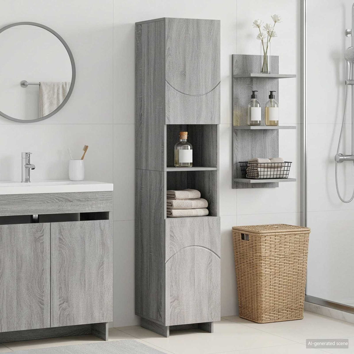 Ντουλάπι μπάνιου Γκρι Sonoma 36,5 x 38 x 180 εκ. - Pakobazaar