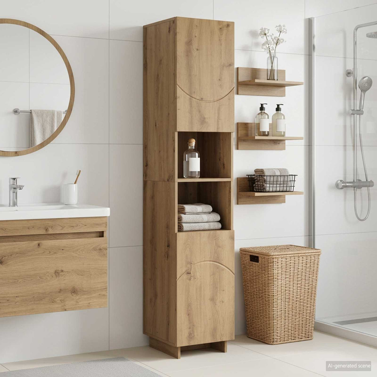 Ντουλάπι μπάνιου Artisan Δρυς 36,5 x 38 x 180 εκ. - Pakobazaar