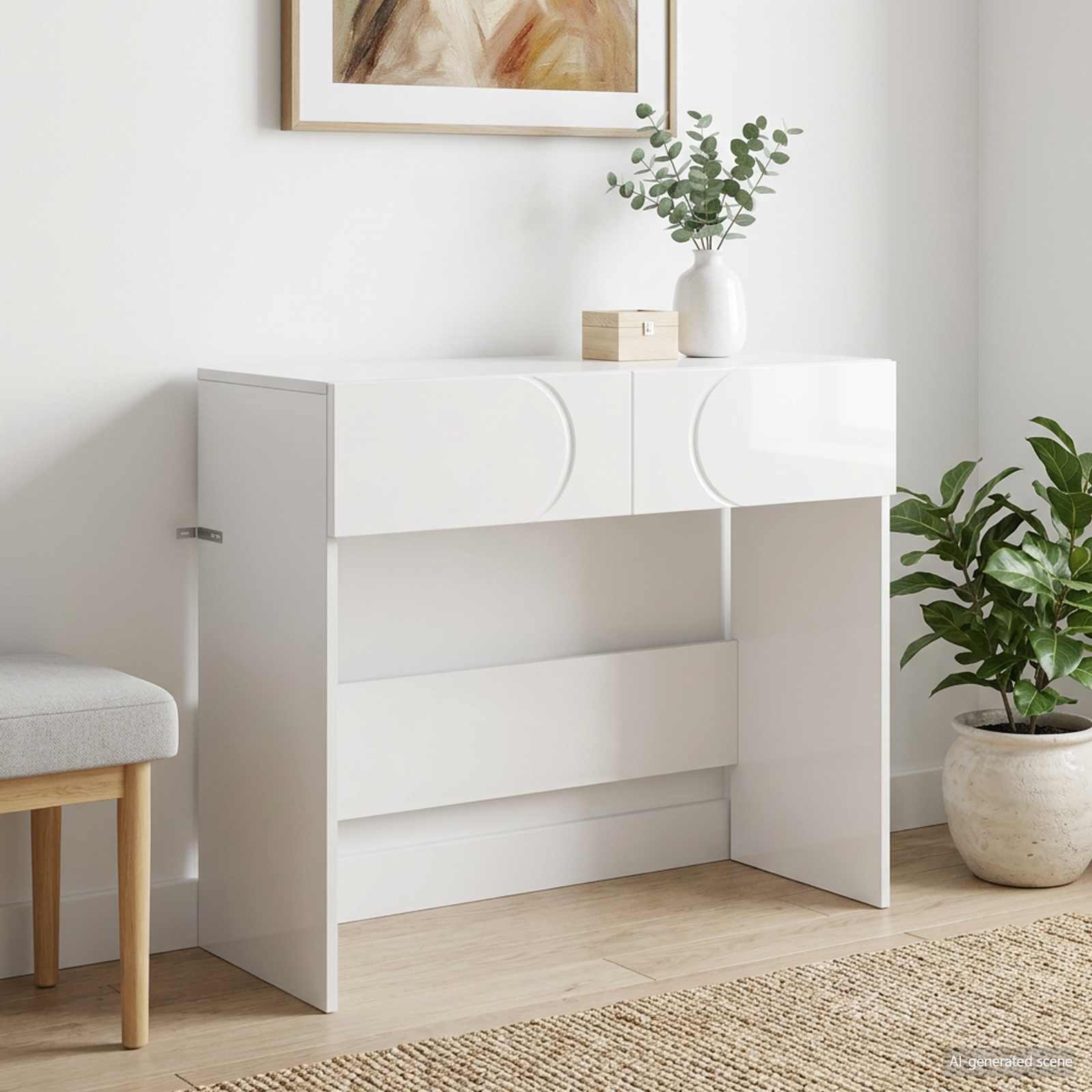 Τραπέζι κονσόλας Γυαλιστερό Λευκό 96,5 x 38 x 75 εκ. - Pakobazaar