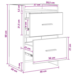Κομοδίνα Λευκό 40 x 30 x 60 cm Επεξεργασμένο Ξύλο - Pakobazaar