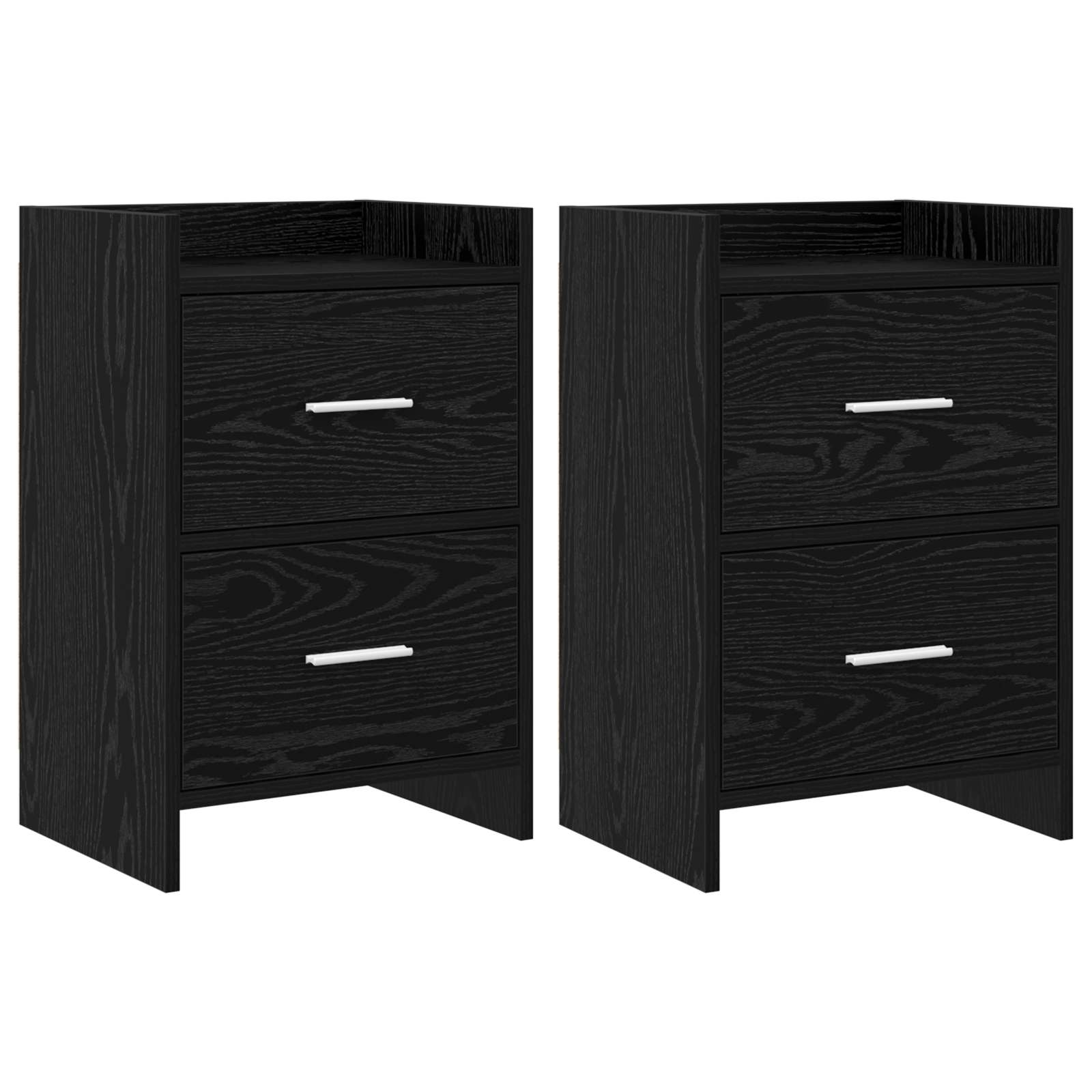 Κομοδίνα 2 pcs Μαύρη Δρυς 40 x 30 x 60 cm Επεξεργασμένο Ξύλο