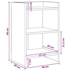Κομοδίνα 2 pcs Μαύρη Δρυς 40 x 30 x 60 cm Επεξεργασμένο Ξύλο - Pakobazaar