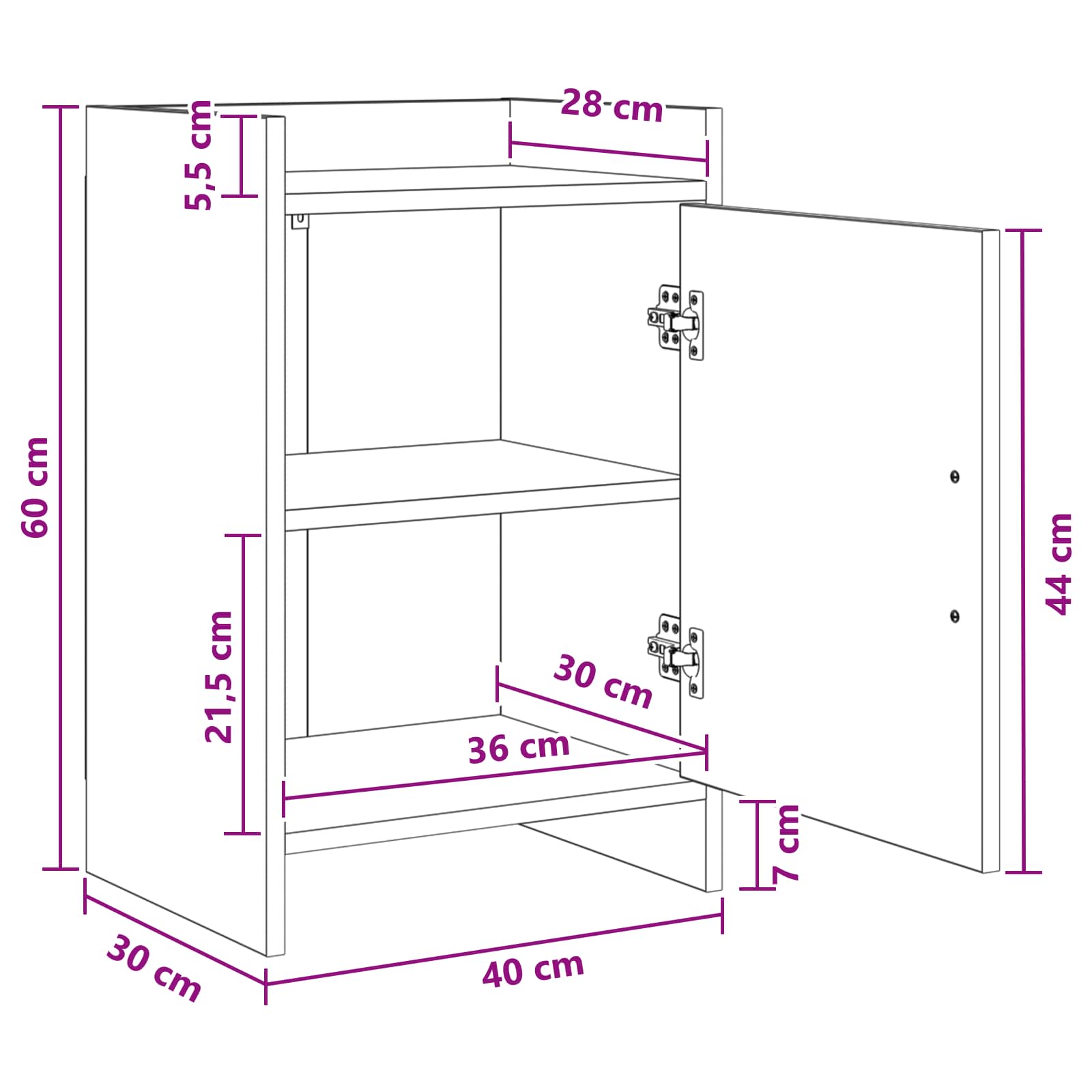 Κομοδίνα 2 pcs Παλαιωμένο ξύλο 40 x 30 x 60 cm