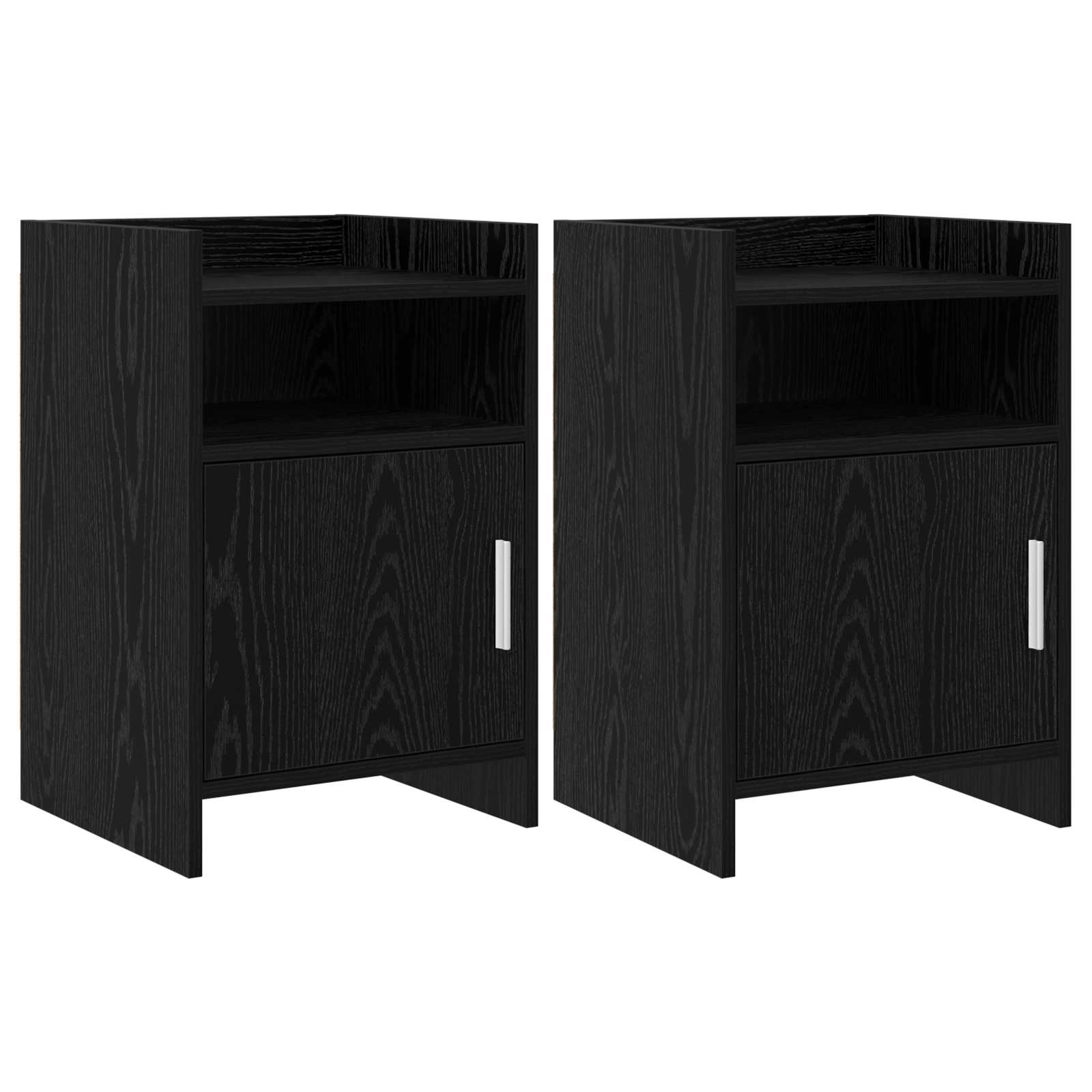 Κομοδίνα 2 pcs Μαύρη Δρυς 40 x 36 x 60 εκ Επεξεργασμένο Ξύλο