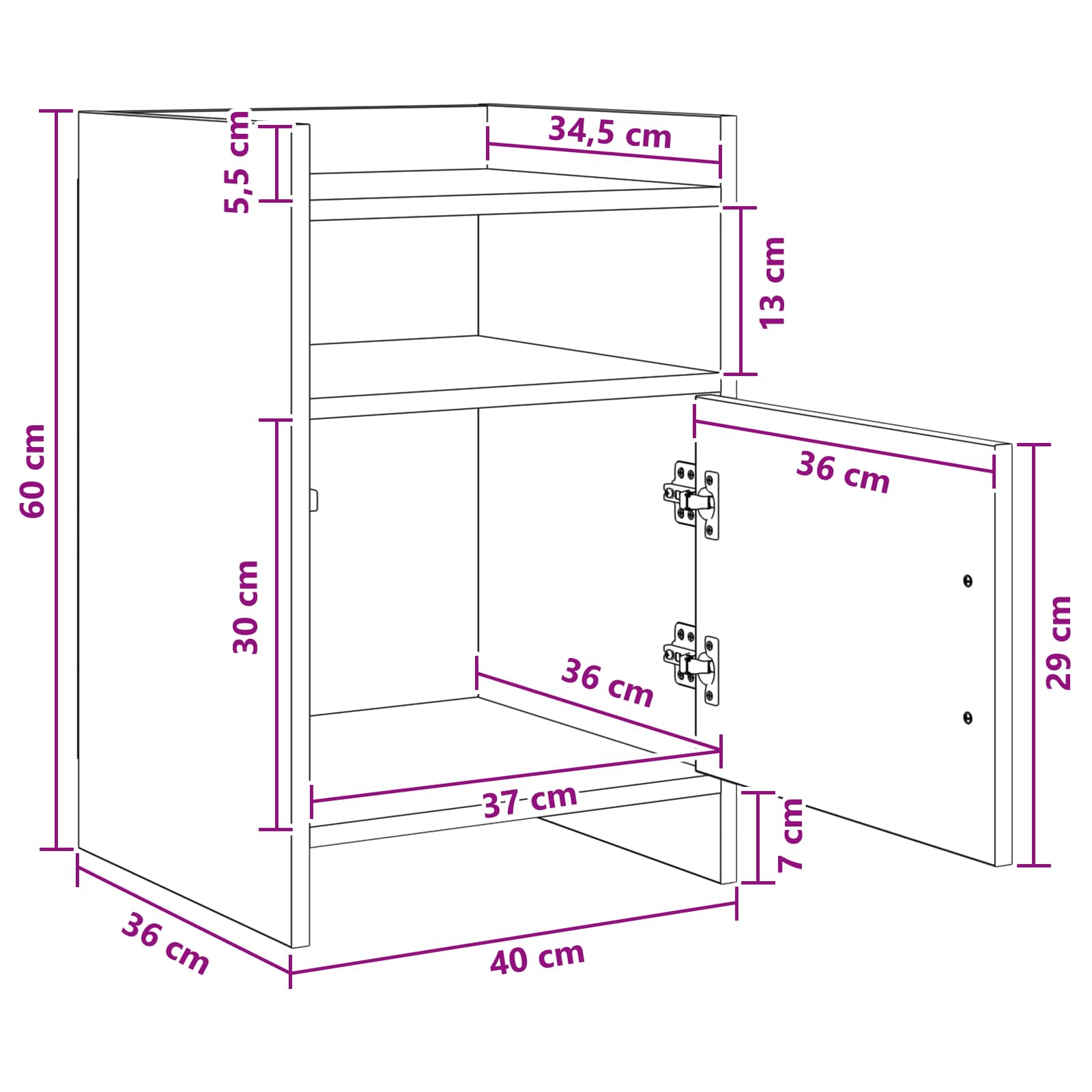 Κομοδίνα 2 pcs Γκρι Sonoma 40 x 36 x 60 εκ Επεξεργασμένο Ξύλο - Pakobazaar