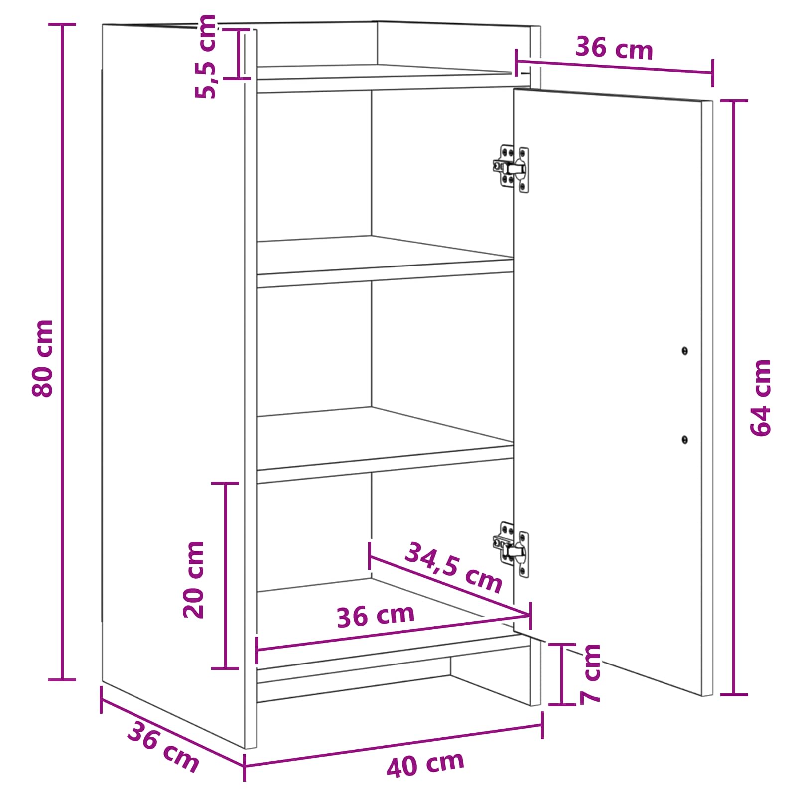 Πλαϊνό γραφείο Λευκό 40 x 36 x 80 εκ Επεξεργασμένο Ξύλο