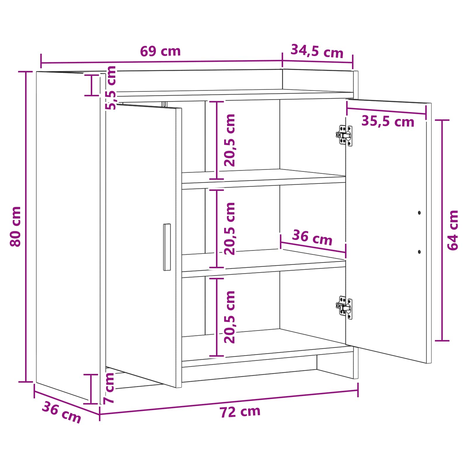 Πλαϊνό γραφείο Sonoma Δρυς 72 x 36 x 80 εκ. Επεξεργασμένο Ξύλο - Pakobazaar