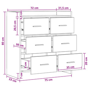 Πλαϊνό γραφείο Sonoma Δρυς 75 x 33 x 80 εκ Επεξεργασμένο Ξύλο - Pakobazaar