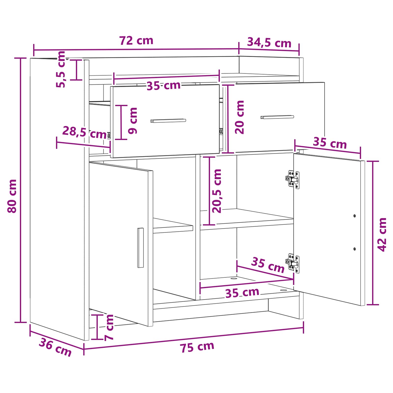 Πλαϊνό γραφείο Artisan Δρυς 75 x 36 x 80 εκ Επεξεργασμένο Ξύλο - Pakobazaar