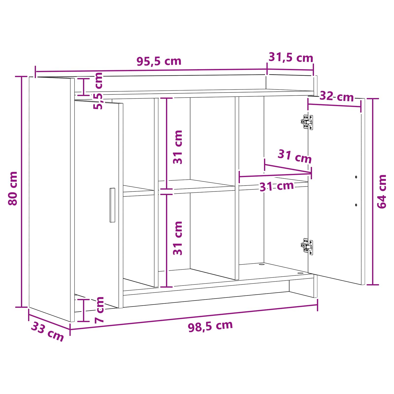 Πλαϊνό γραφείο 98,5 x 33 x 80 εκ PB