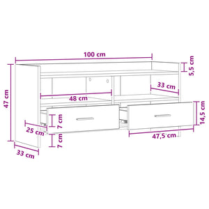 Ντουλάπι TV 100 x 33 x 47 εκ Γκρι Sonoma Επεξεργασμένο Ξύλο - Pakobazaar
