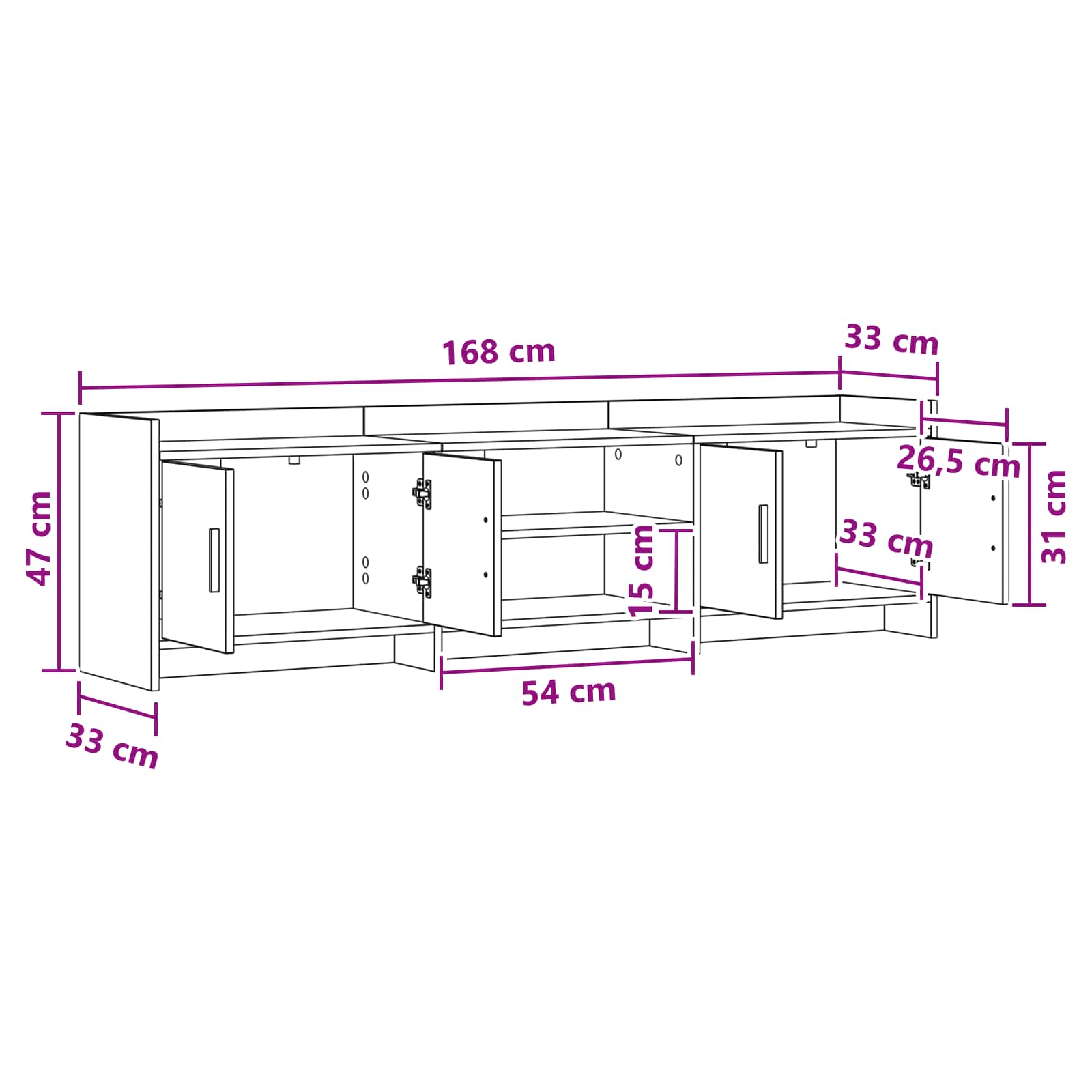 Ντουλάπι TV 168 x 33 x 47 εκ. Παλαιωμένο ξύλο - Pakobazaar