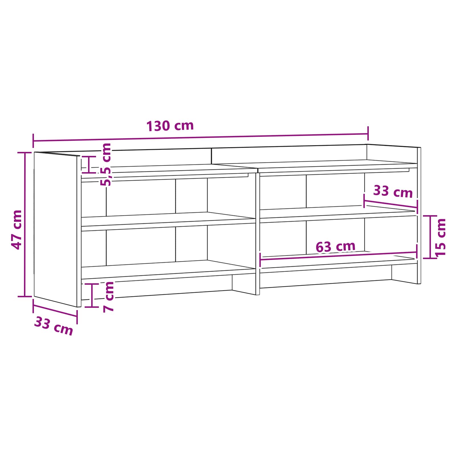 Ντουλάπι TV 135 x 33 x 47 εκ. Γκρι Sonoma Επεξεργασμένο Ξύλο - Pakobazaar