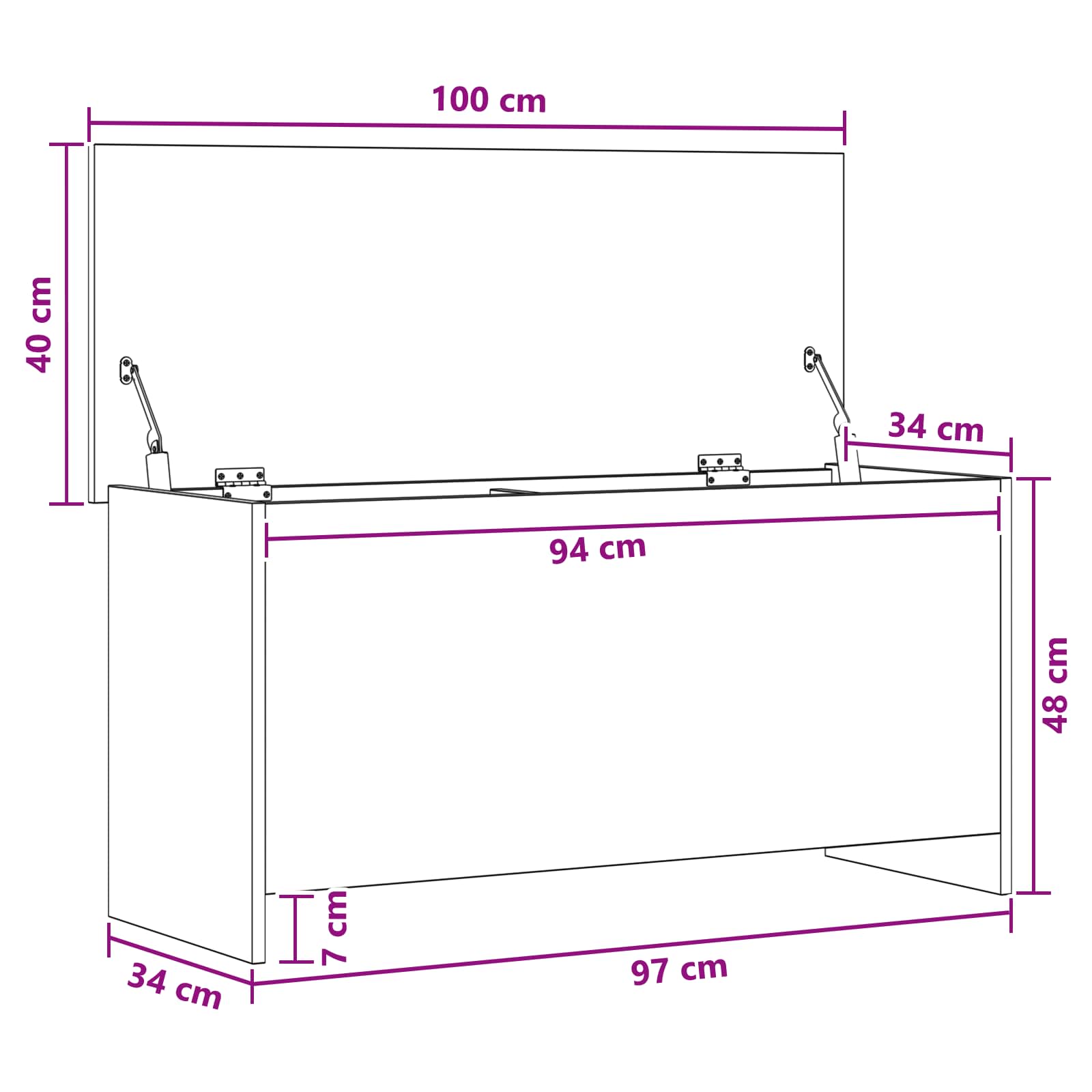 Θήκη Αποθήκευσης Λευκό 100 x 40 x 50 cm Επεξεργασμένο Ξύλο