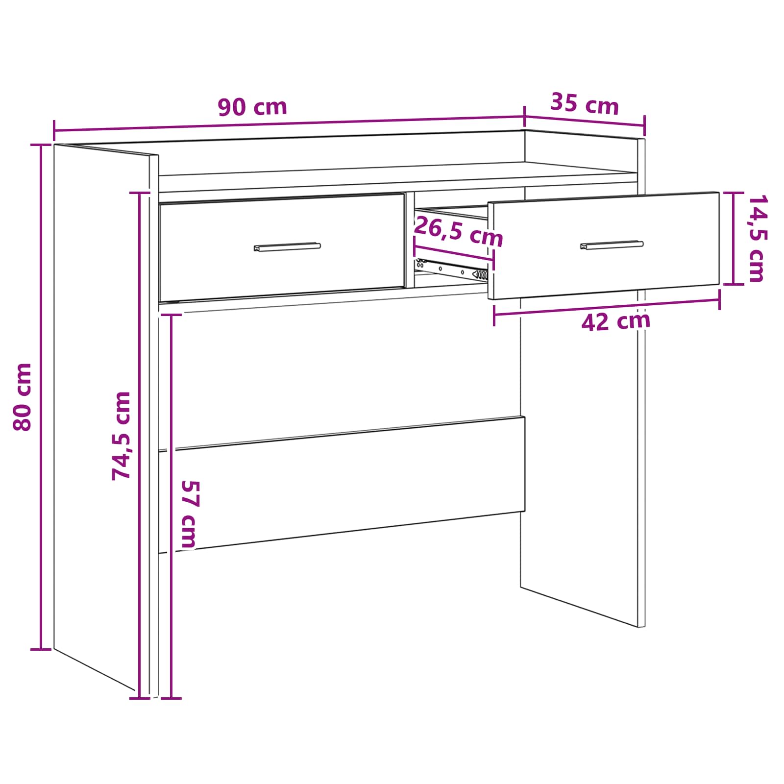 Τραπέζι κονσόλας Καπνισμένο Ξύλο Δρυός 90 x 35 x 80 εκ - Pakobazaar