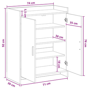 Ντουλάπα Παπουτσιών με πόρτα Artisan Δρυς 73,5 x 36 x 92 εκ - Pakobazaar