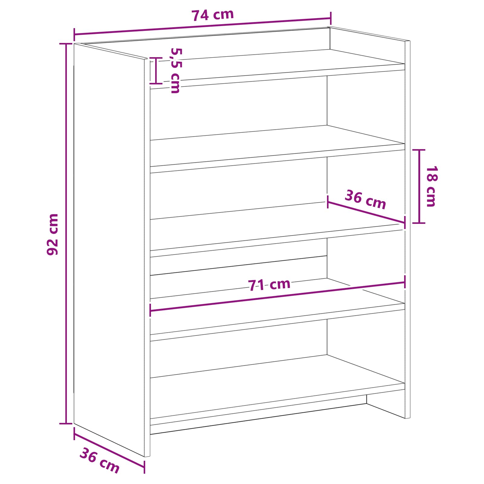 Ντουλάπα Παπουτσιών Παλαιωμένο ξύλο 73,5 x 36 x 92 εκ