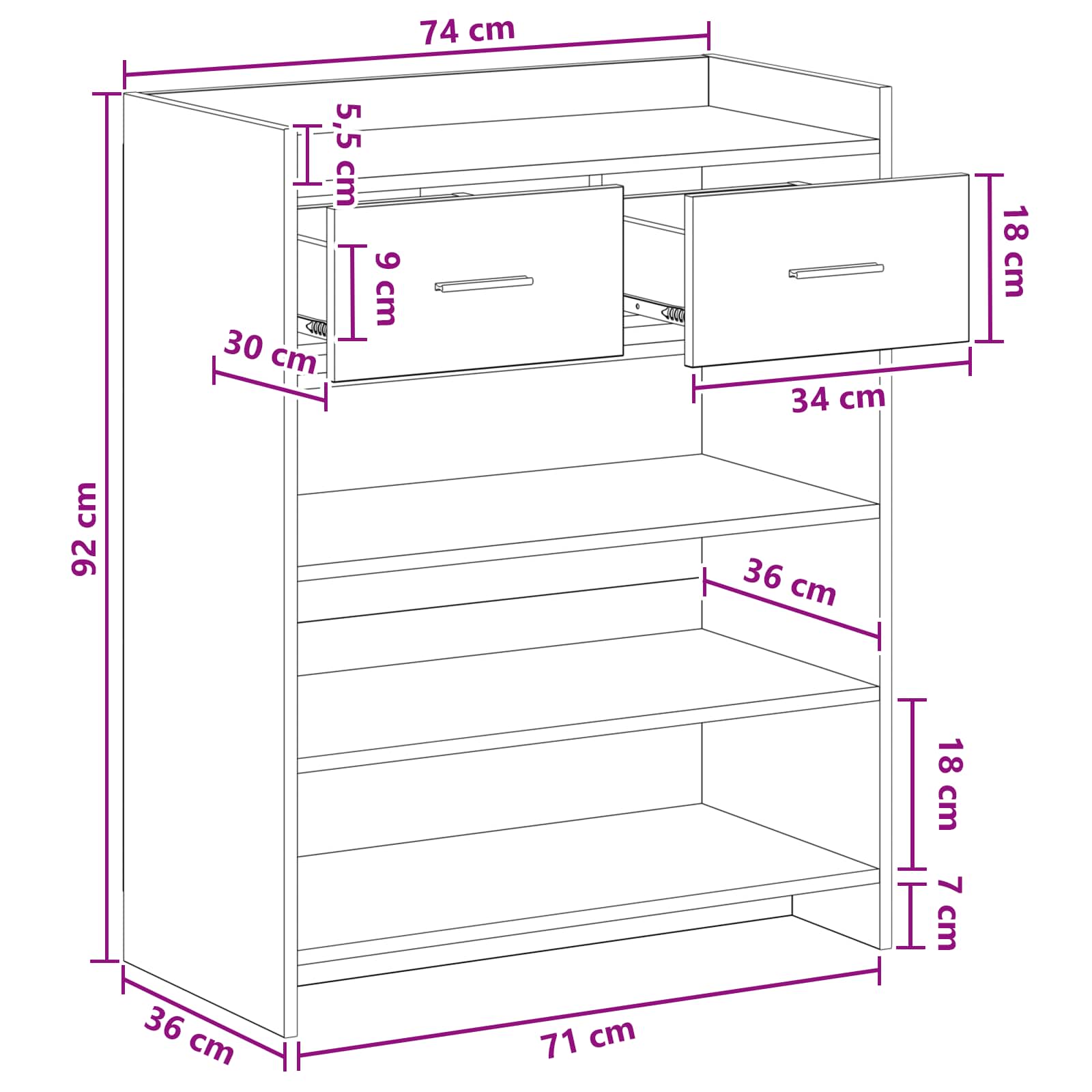Ντουλάπα Παπουτσιών με συρτάρι Artisan Δρυς 73,5 x 36 x 92 εκ - Pakobazaar