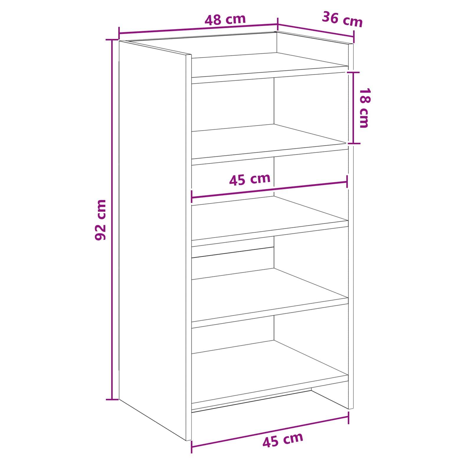 Ντουλάπα Παπουτσιών με αποθήκευση Γκρι Sonoma 48 x 36 x 92 εκ - Pakobazaar
