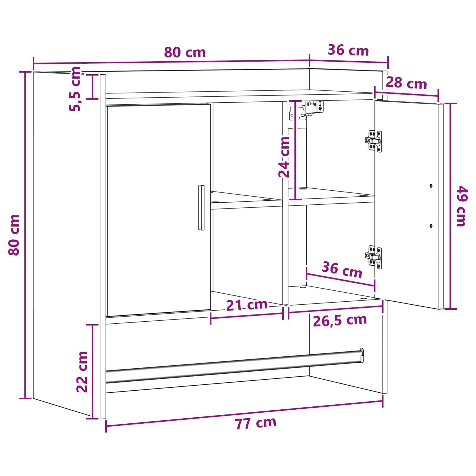 Ράφι Τοίχου Επιτοίχιο Παλαιωμένο ξύλο 80 x 36 x 80 εκ - Pakobazaar