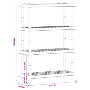 Μονάδα Ραφιού 4 επίπεδα 100 x 40 x 136,5 εκ PP Ανοιχτό γκρι - Pakobazaar