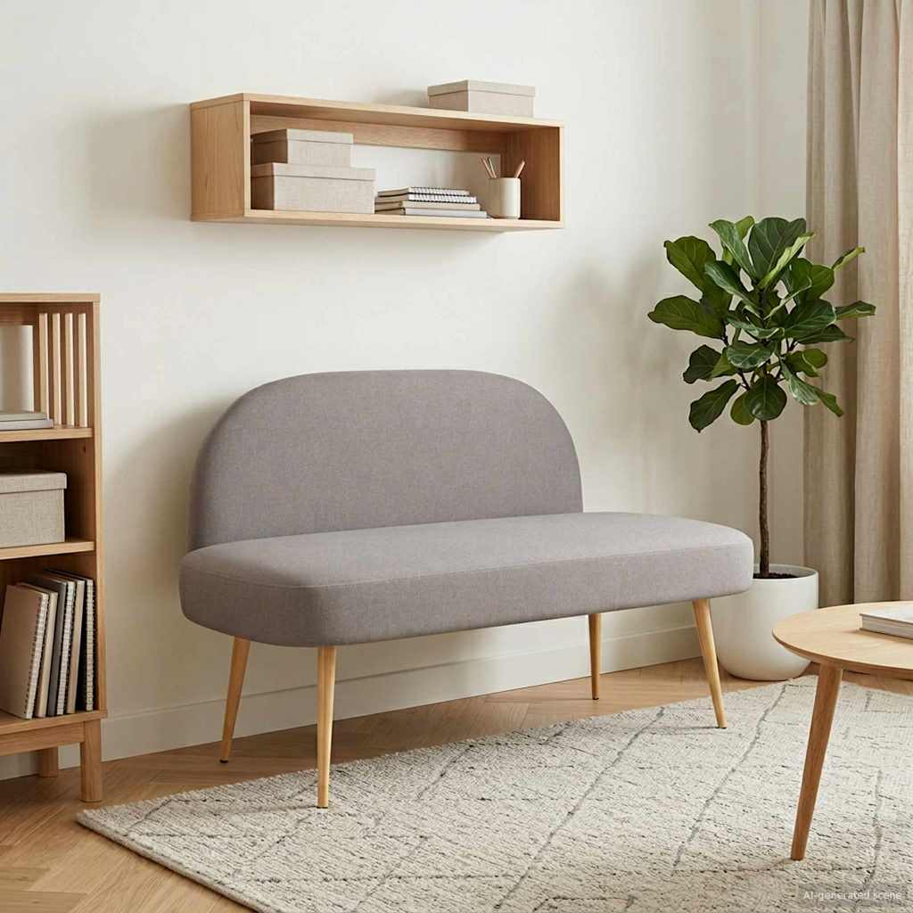 Δερμάτινος Πάγκος με Πλάτη Taupe 110 x 60 x 76 cm Πολυεστέρας - Pakobazaar
