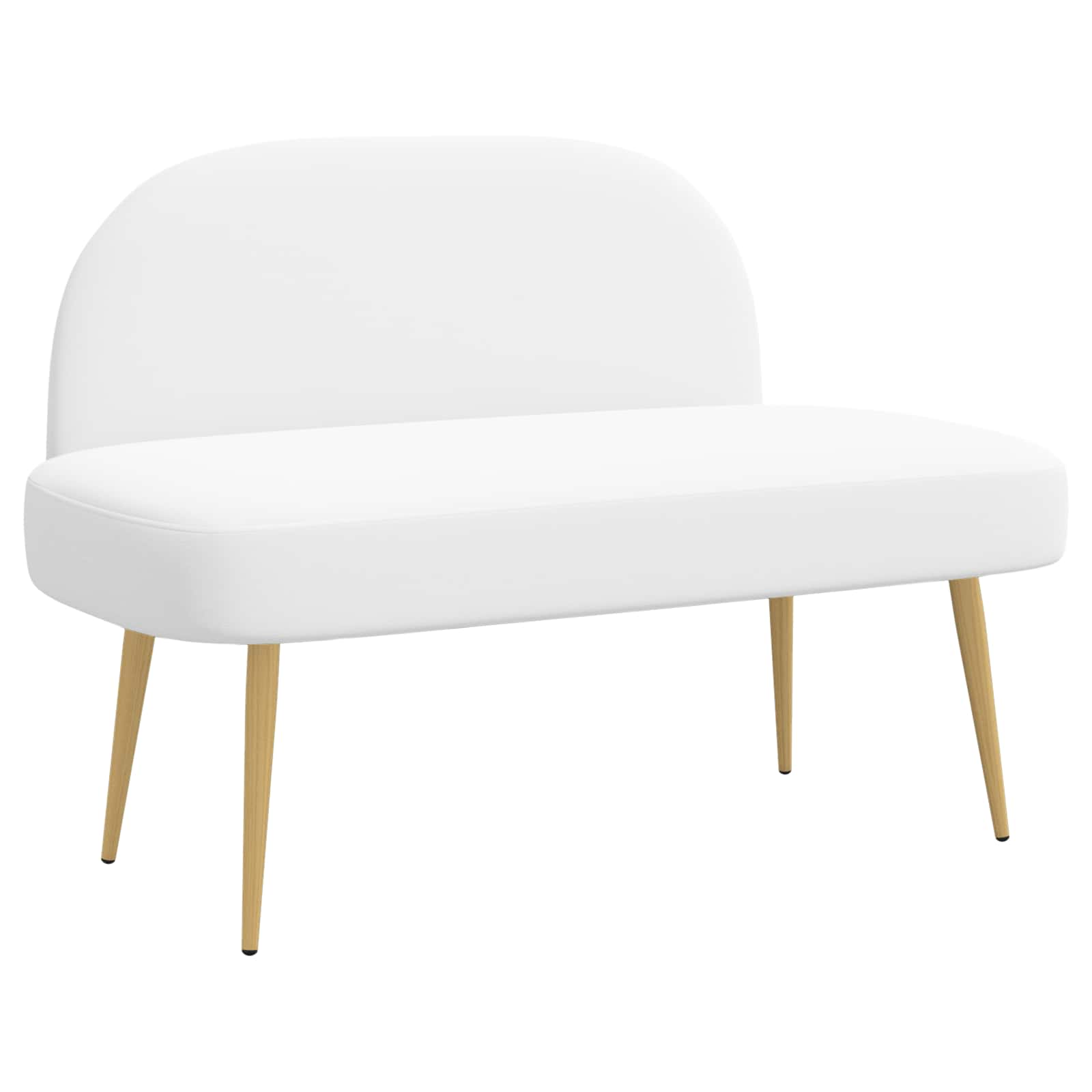 Δερμάτινος Πάγκος με Πλάτη Λευκό 110 x 60 x 76 cm Πολυεστέρας - Pakobazaar